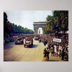 Poster Foule de patriotes français sur les Champs-Élysées