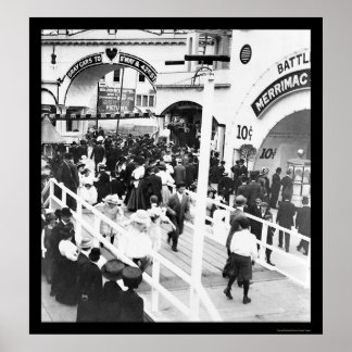 Poster Foule sur la promenade de Coney Island 1912