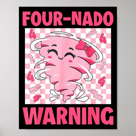Poster Four 4 Nado Warning Nk Tornado Themed Birthday Gir (Devant)