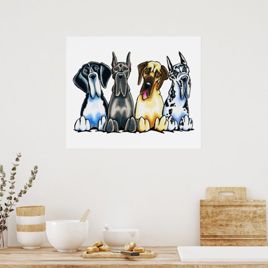 Poster Four Great Danes (Cuisine)