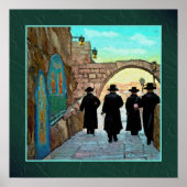 Poster Four Rabbis Walking in Jerusalem Street Art Print (Devant)