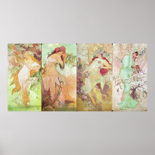 Poster Four Seasons par Alfons Mucha, 1896 (Devant)