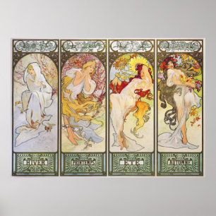Poster Four Seasons par Alphonse Mucha