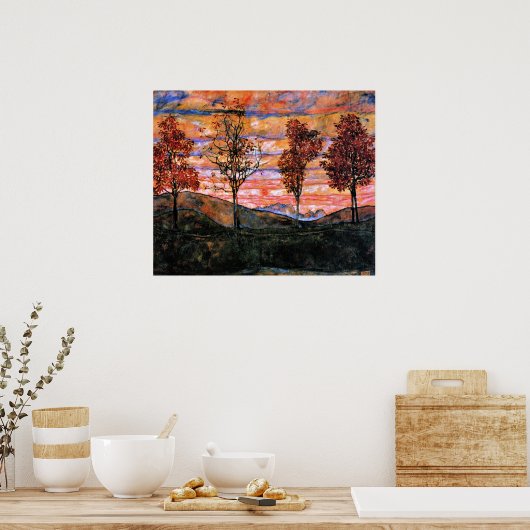 Poster Four Trees, art d'Egon Schiele, (Cuisine)