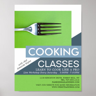 Poster Fourche simpliste, classes de Cuisines Publicité