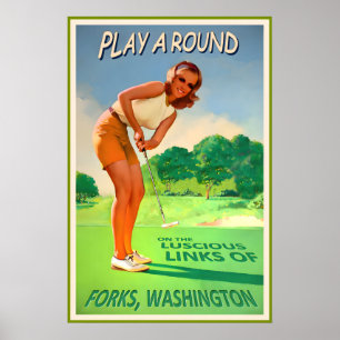 Poster FOURCHES WASHINGTON-Kristen Stewart Golf Putt Épin
