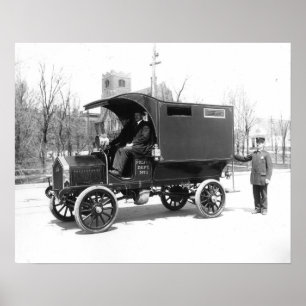 Poster Fourgon de police, 1909. Photo ancienne