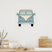 Poster Fourgonnette Camionnette Rétro Vintage Bleue (Cuisine)