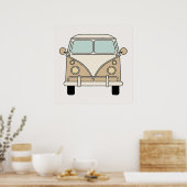 Poster Fourgonnette Camionnette Rétro Vintage Jaune Tan (Cuisine)