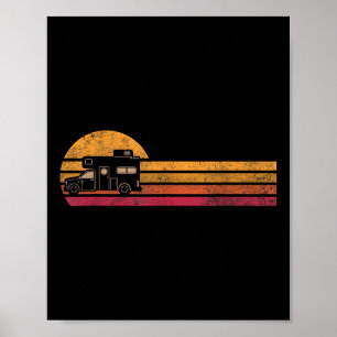 Poster Fourgonnette de campeur de style vintage silhouett