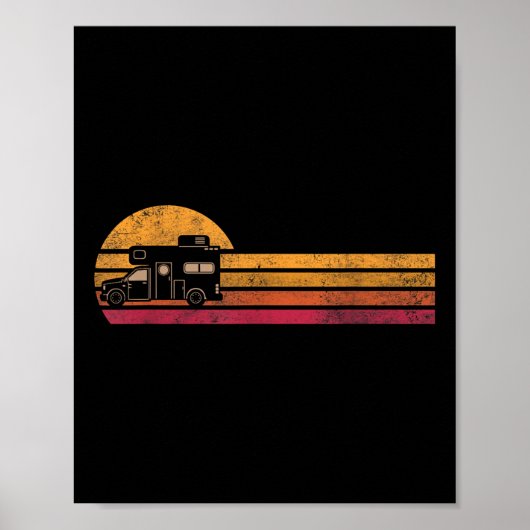 Poster Fourgonnette de campeur de style vintage silhouett (Devant)