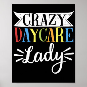 Poster Fournisseur de garde d'enfants Crazy garderie Lady