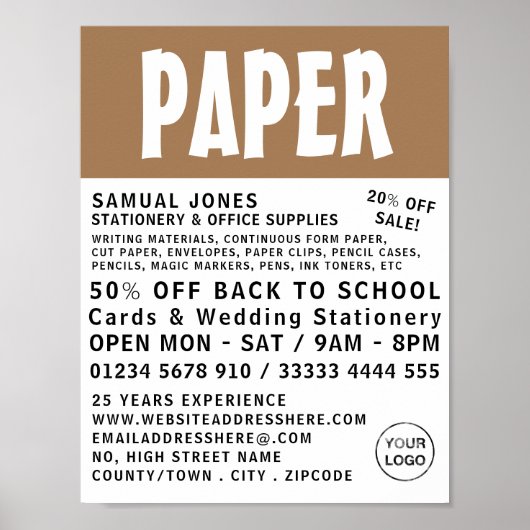 Poster Fournitures modernes en gras, papeterie et bureau (Devant)