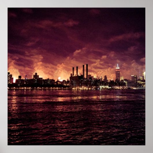 Poster Fourth of July Fireworks behind Manhattan (Devant)