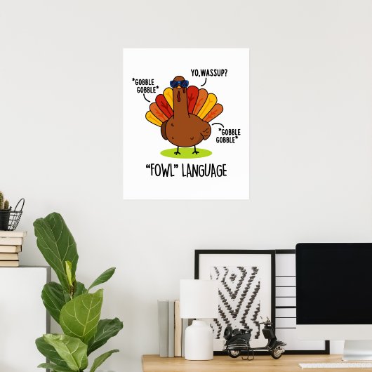 Poster Fowl Language Funny Turc Pun (Bureau à domicile)