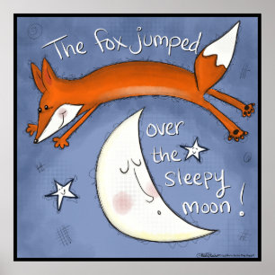 Poster Fox a sauté au-dessus de la lune