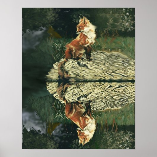 Poster - Fox aan de rivier (Voorkant)
