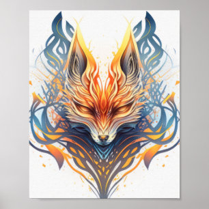 Poster Fox Animal Portrait Nature Faune Peinture