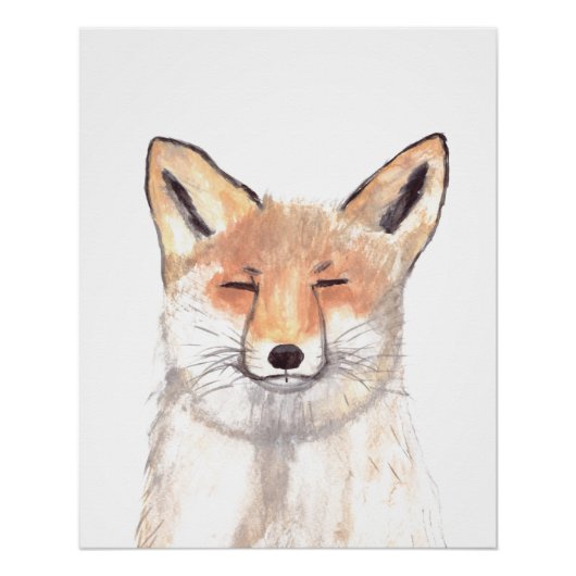 Poster Fox aquarelle Orange Forêt Brown Art Animal (Devant)