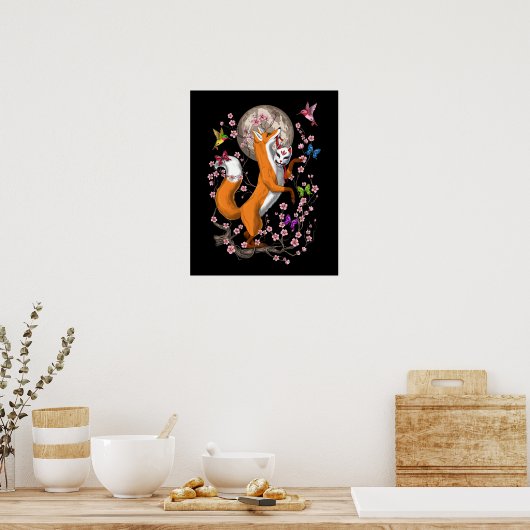 Poster Fox Cherry Blossom (Cuisine)
