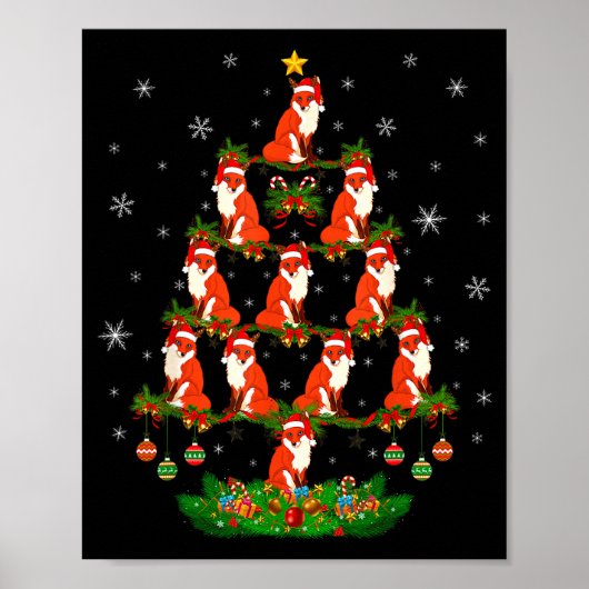 Poster Fox Christmas Tree Funny Xmas Lover  (Devant)