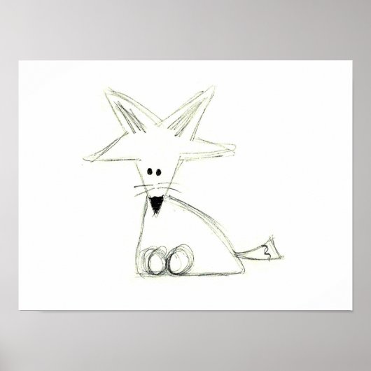 Poster fox doodwhite gray simple kidrawing (Devant)