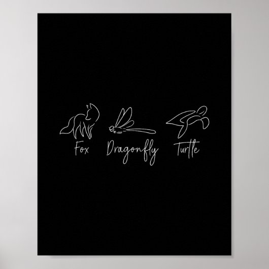 Poster Fox Dragonfly Turtle Trump Meme Minimalist (Devant)
