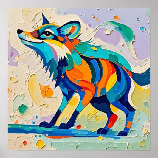 Poster Fox Expressive abstrait animal art design (Devant)
