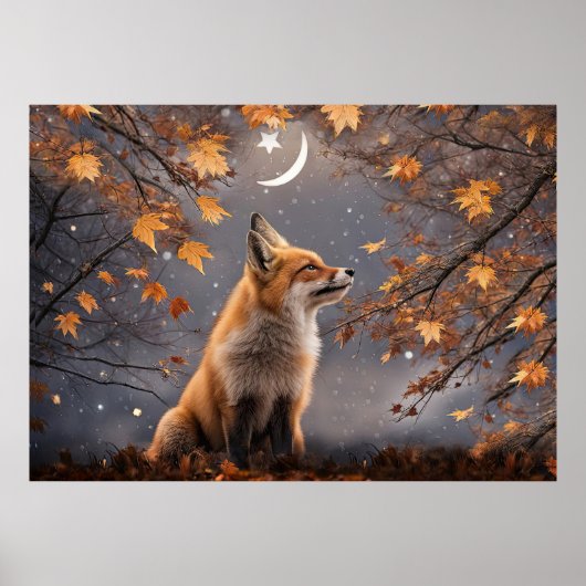 Poster Fox in Autumn Colors Mystical Magical Pretty (Devant)