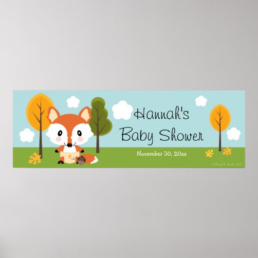 POSTER FOX IN DIAPERS BANNER BABY SHOWER (Devant)