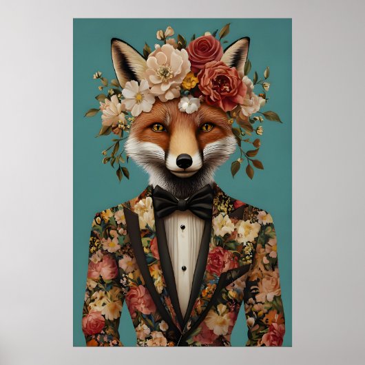 Poster Fox In Suit Poster, Fox Portrait, Fox Oil (Devant)