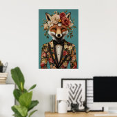 Poster Fox In Suit Poster, Fox Portrait, Fox Oil (Bureau à domicile)