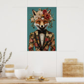 Poster Fox In Suit Poster, Fox Portrait, Fox Oil (Cuisine)