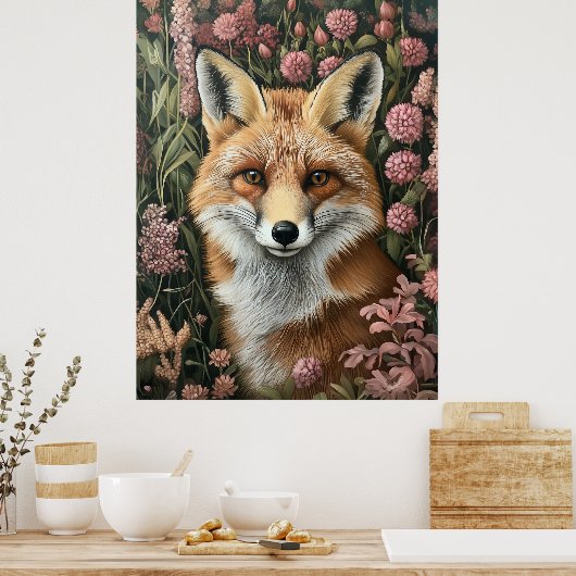 Poster Fox Parmi Les Blooms Du Printemps (Cuisine)
