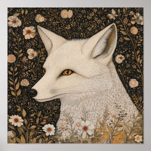 Poster Fox Portrait Art Print Woodland Wall Art (Devant)