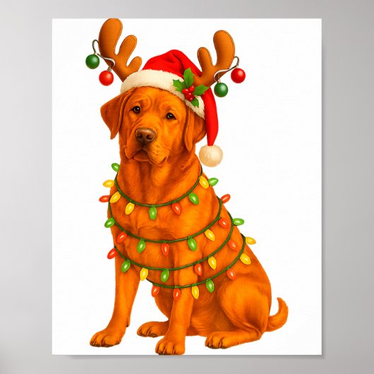 Poster Fox Red Lab Christmas Tree Light Pajama Labrador D (Devant)