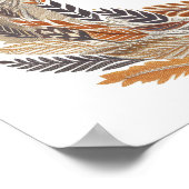 Poster Fox Silhouette avec Motifs feuille détaillés (Coin)