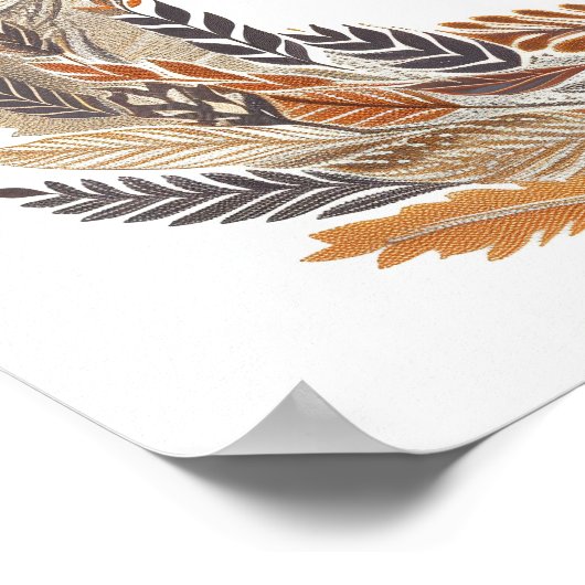 Poster Fox Silhouette avec Motifs feuille détaillés (Coin)