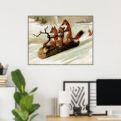 Poster Fox Sleigh Ride Vintage Print (Bureau à domicile)