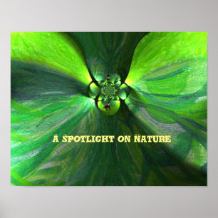 Poster Fox Spotlight Green Leaf Pattern Country