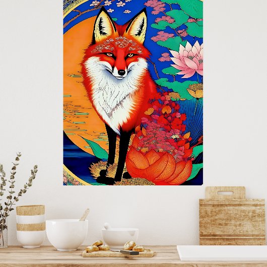 Poster Fox ukiyo-e (Cuisine)