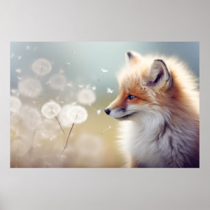 Poster Fox Wild Animal Tranquille Nature Paisible