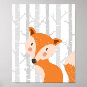 Poster Fox Woodland Animal Nursering Wall Art Imprimer