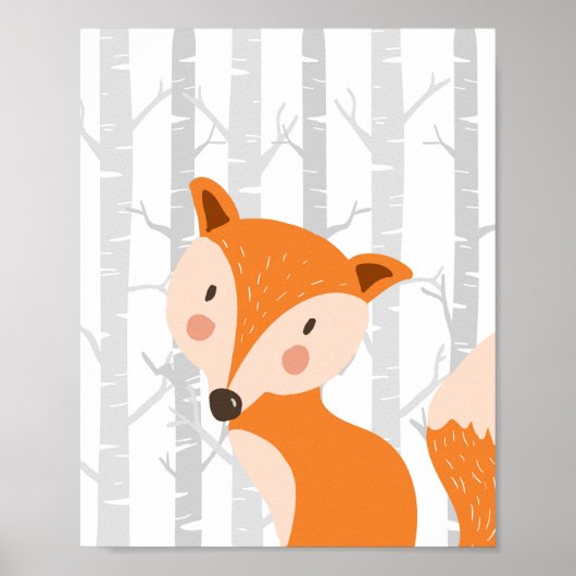 Poster Fox Woodland Animal Nursering Wall Art Imprimer (Devant)