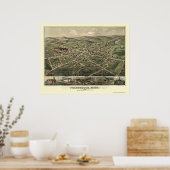 Poster Foxborough, MA Carte panoramique - 1879 (Cuisine)