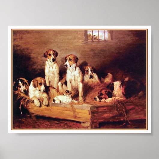 Poster Foxhounds and Terriers par John Emms (Devant)