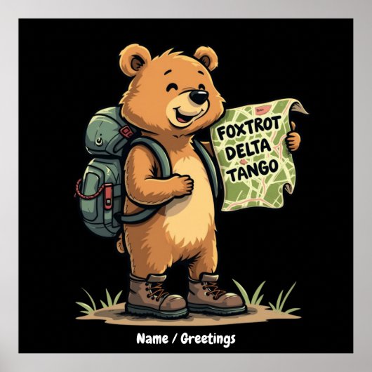 Poster Foxtrots Deltas Tangos Funny Ours Retro Graphisme (Devant)