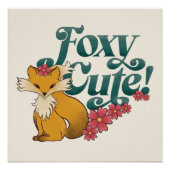 Poster Foxy Cute avec Fleurs (Devant)