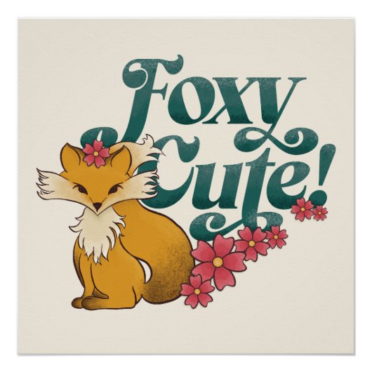 Poster Foxy Cute avec Fleurs (Devant)