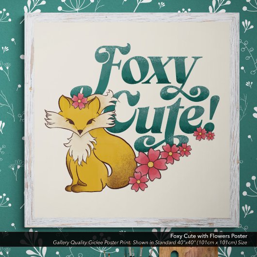 Poster Foxy Cute avec Fleurs